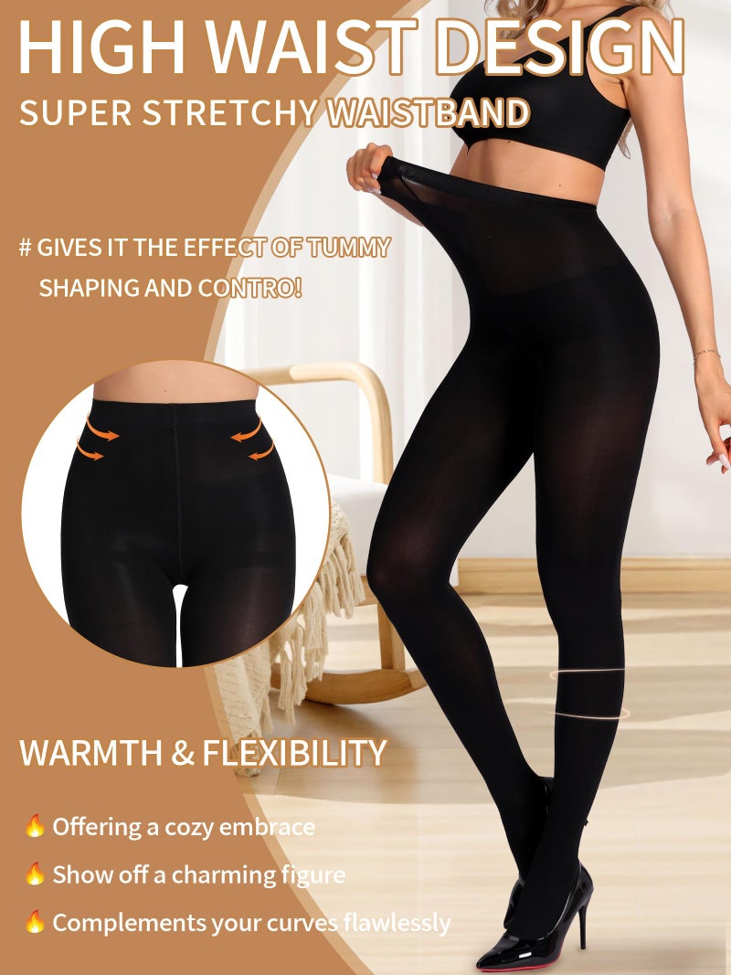 HONENNA Women's Control Top High Elastic Soft Opaque Pantyhose Tights - Image 4